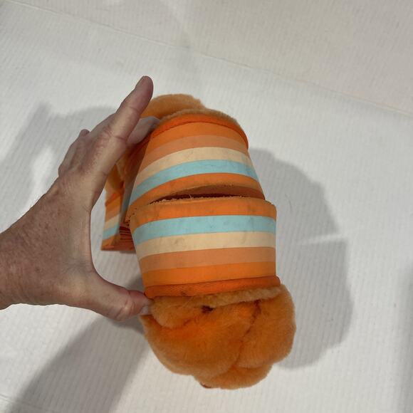 UGG Women Sz 6 Disco Knot Slide Platform Genuine Shearling Slip On Sandal Orange - Picture 8 of 13